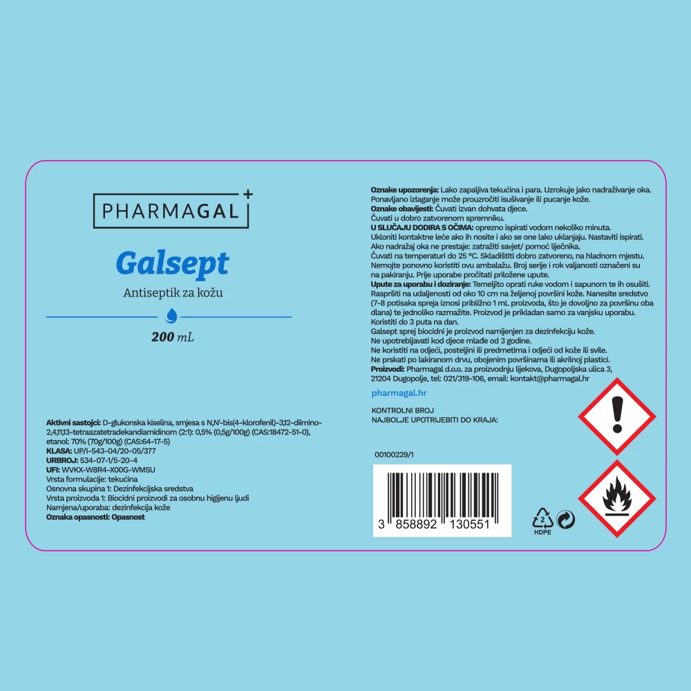 Galsept sprej 200 mL, antiseptik za kožu