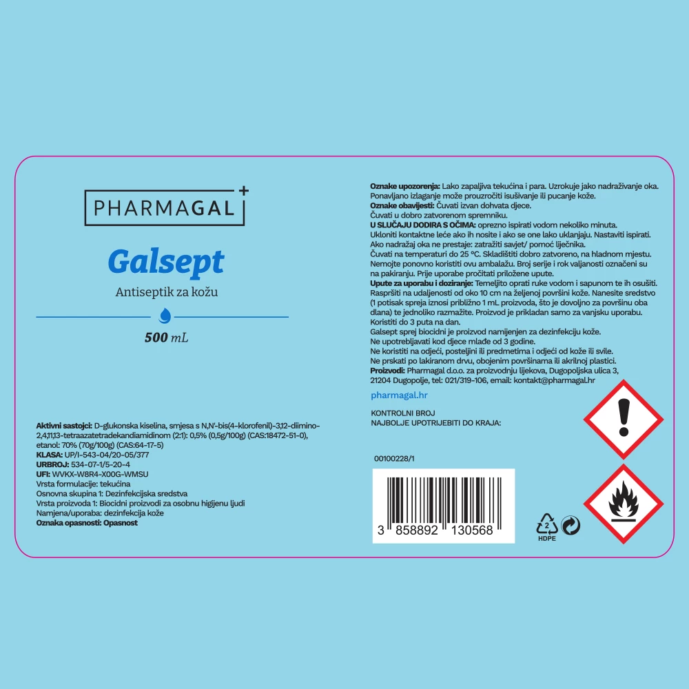 Galsept 500 mL pumpica, antiseptik za kožu